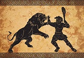 Hercules First Labor | Ancient greek art, Greek mythology art ...
