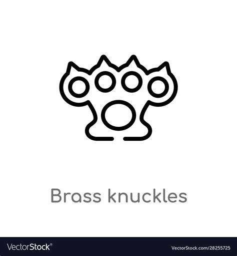 Outline Brass Knuckles Icon Isolated Black Simple Vector Image