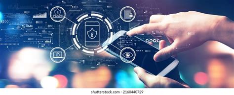 Data Privacy Concept Blurred City Lights Stock Photo 2160440729