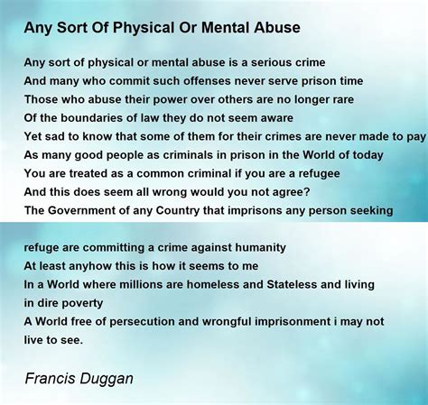 Any Sort Of Physical Or Mental Abuse by Francis Duggan - Any Sort Of