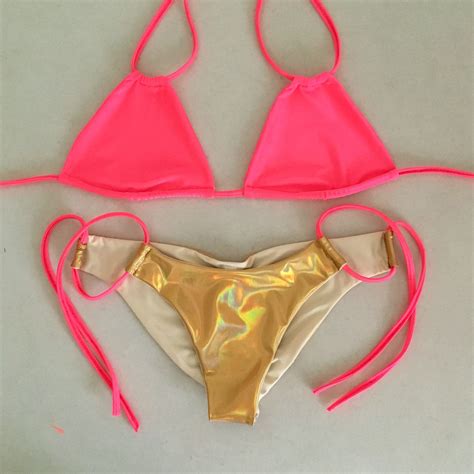 Watermelon And Liquid Gold Bikini Gold Bikini Thong Bikini Liquid Gold String Bikinis