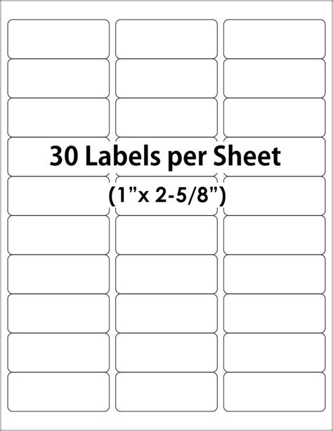 30 Up Label Template