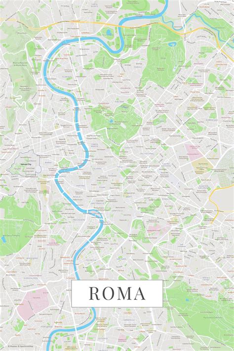 Map Of Roma Color ǀ Maps Of All Cities And Countries For Your Wall