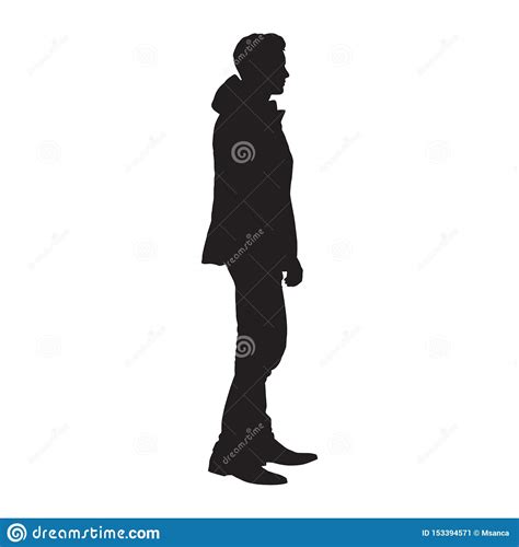 Download Standing Man In Winter Jacket, Isolated Vector Silhouette. Side View Stock Vector - Illustration ...