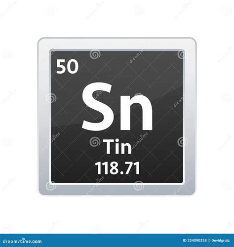 Tin Symbol Chemical Element Of The Periodic Table Vector Stock