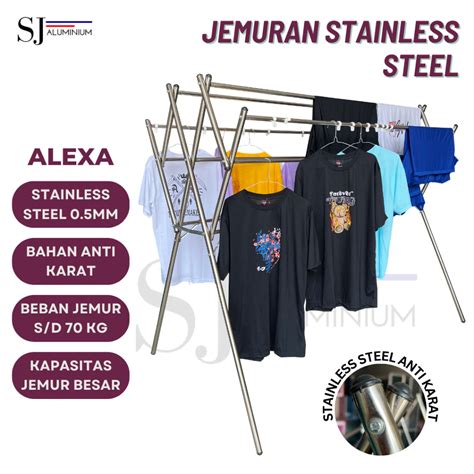 Jual ALEXA Jemuran Baju Pakaian Stainless Steel Rak Handuk Hanger