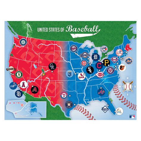 Mlb Usa Map Pieces Masterpieces Puzzle Warehouse Mlb Baseball