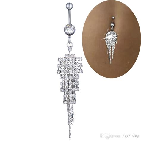 Sexy Dangle Belly Bars Belly Button Silver Diamond Rings Belly Piercing Cz Crystal Flower Body