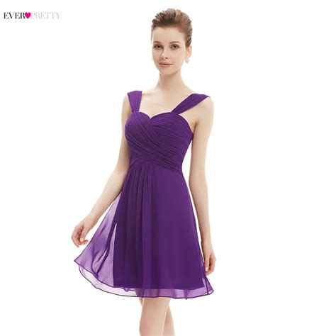 Purple Cocktail Dresses Ever Pretty Ep03989 2018 Extra Size Elegant Sleeveless V Neck Short