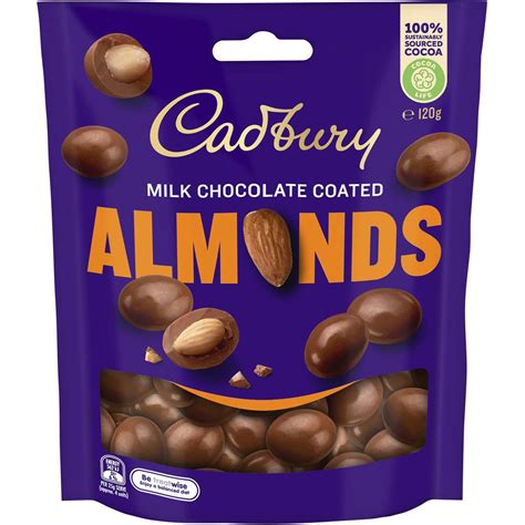 Cadbury Milk Chocolate Coated Almonds 120g Gluten Free Products Of