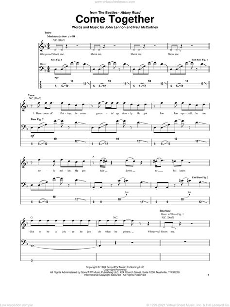 All these songs are voiced by famous punjabi. Beatles - Come Together sheet music for bass (tablature) (bass guitar)