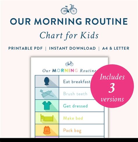 Kids Morning Routine Chart Printable Digital Pdf File Etsy