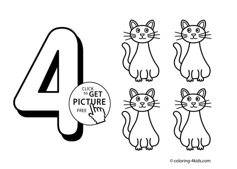 This will start the printing process. 4 numbers coloring pages for kids, printable free digits ...