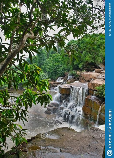 Beautiful Waterfall In Cambodian Rainforest Stock Photo Image Of