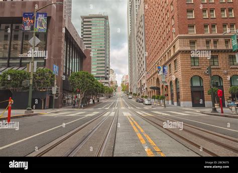 California Street By Downtown Is Empty Of Pedestrians And Traffic