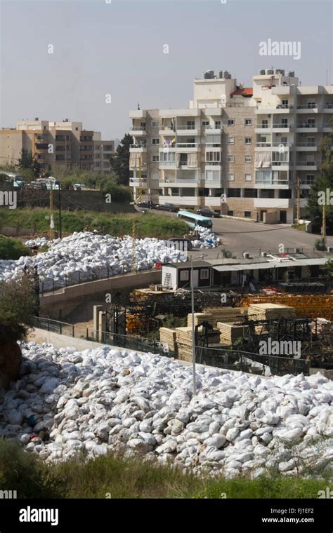 Beirut Lebanon 28th February 2016 A Pile Waste Bags Builds Up To