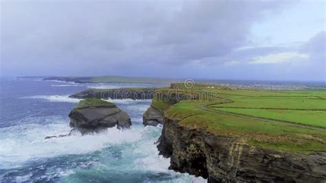 Aerial View Over The Steep Cliffs Of The Irish West Coast Stock Photo
