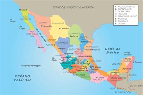 Mapa De Mexico Con Sus Capitales Brainlylat