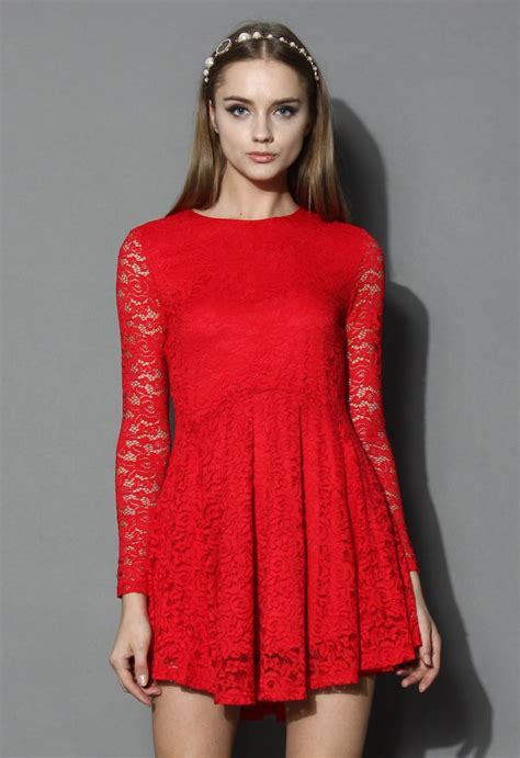 tempting red lace flare dress retro indie and unique fashion red flare dress flare dress