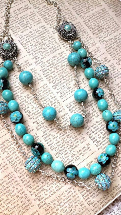 Multiple Strand Chunky Turquoise Beaded Necklace Aftcra