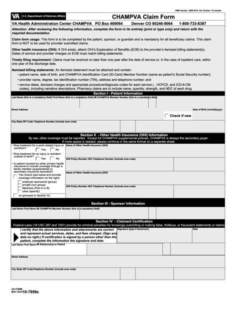 Hdfc ergo's health suraksha top up plus is what you can turn to when you feel you want something more from your medical insurance policy. Fillable Vha Form 10-7959a - Champva Claim Form printable pdf download