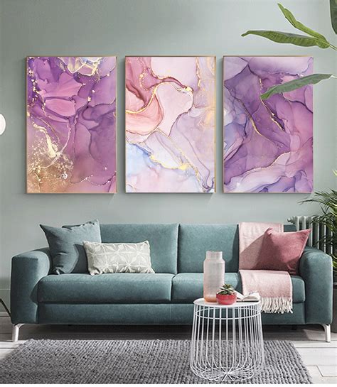 Purple Pink Abstracts Modern Contemporary Wall Art Fine Art Canvas