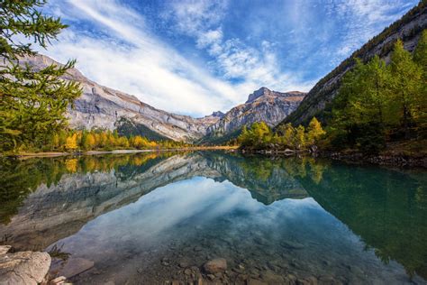Scenery With Lake Reflections With Clouds In The Sky Image Free Stock