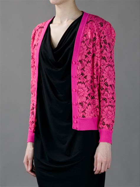 Lyst Valentino Sheer Lace Cardigan In Pink