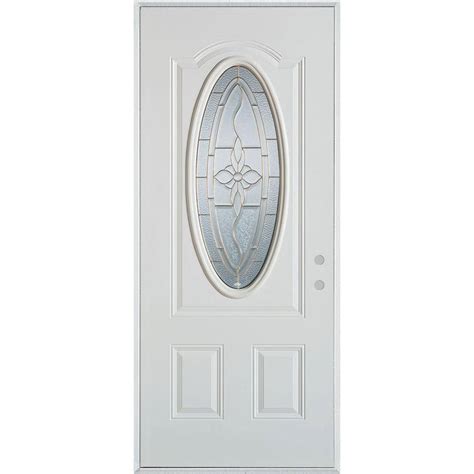 Stanley Doors 36 In X 80 In Traditional Brass 34 Oval Lite 2 Panel