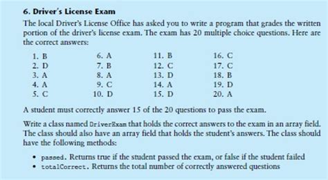Solved 6 Drivers License Exam The Local Drivers Licens