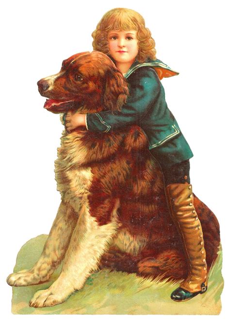 Antique Images Digital Boy And Dog Download Vintage Child Hugging