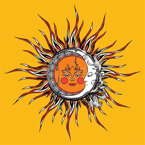 Symbole De Yang De Yin Avec La Lune Et Le Soleil Illustration De