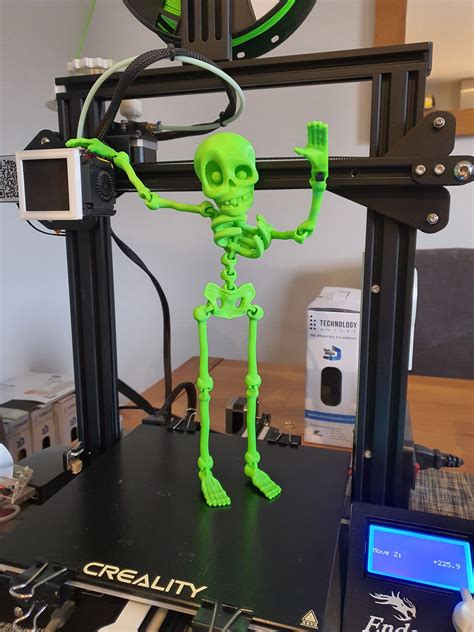 3d Printer Cute Flexi Print In Place Skeleton • Made With Creality Ender 3 Pro・cults