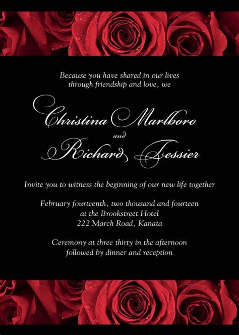 Elegant Red Rose Invitations For Your Wedding Romantic Red Rose