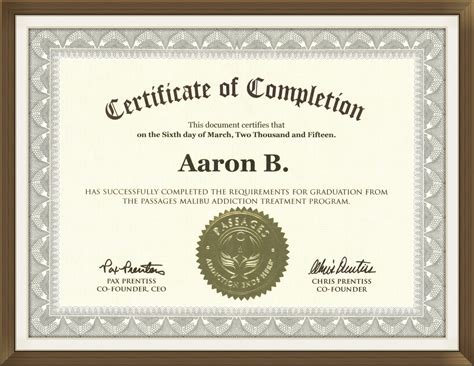 Drug Rehab Certificate Of Completion Template