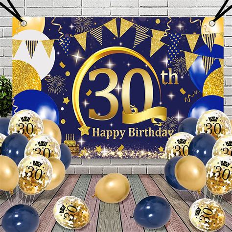 Buy 30th Birthday Decorations Kit Aperil Blue Gold Happy 30th Birthday