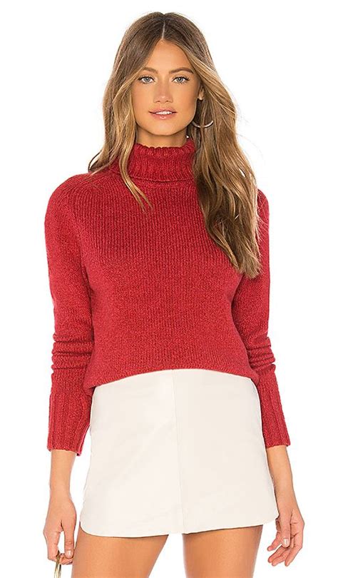 Velvet By Graham And Spencer Sandie Turtleneck Sweater In Red Chunky