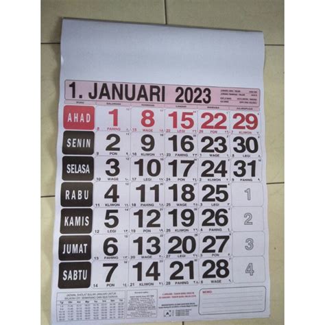 Jual Kalender Almanak 2023 Jumbo Besar Tanggalan Dinding Tanggalan Jawa