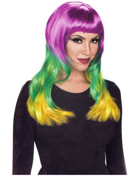 Tri Color Mardi Gras Wig Womens Mardi Gras Wig