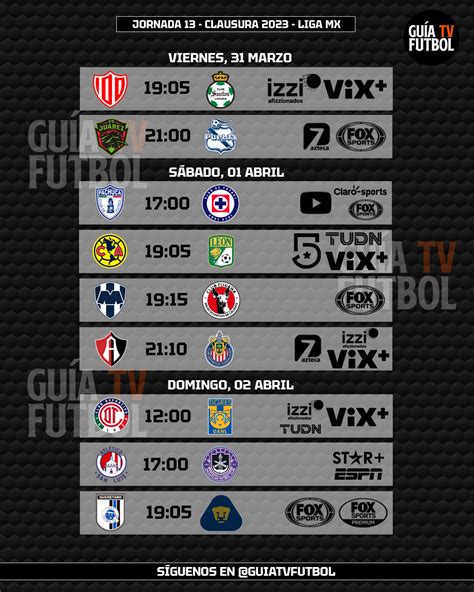 Jornada 13 Liga MX Clausura 2023 Fútbol En Vivo México Guía TV Liga MX
