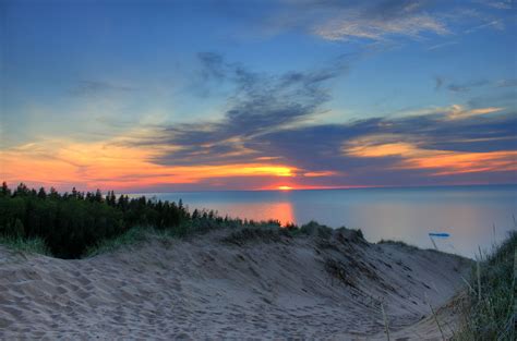 Colorful Sunset Over Lake Superior At Pictured Rocks National Lakeshore