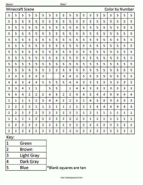 Minecraft Color By Number Printables