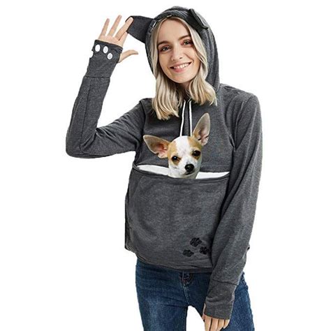 Womens Pet Carrier Shirts Kitten Puppy Holder Animal Pouch Hood