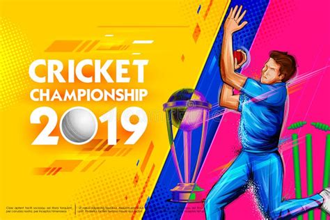 Bowler Bowling In Cricket Championship Sports 2019 Stock Vector