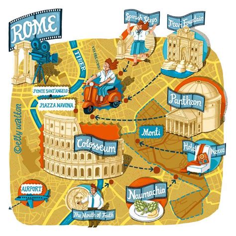 Elly Walton Rome Series Of Map Illustrations For Cara Magazine