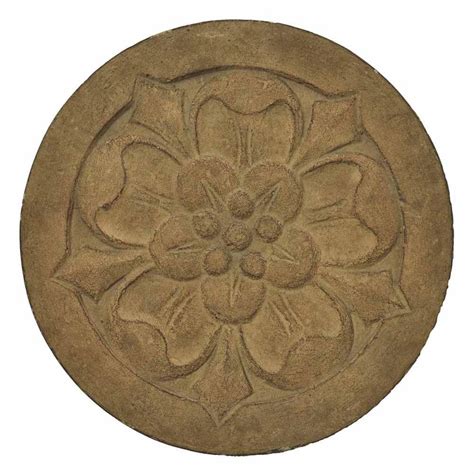 Mpg 12 In Round Cast Stone Small Floral Stepping Stone