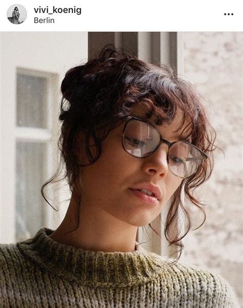 Curly Bangs With Glasses Curly Hair Fringe Curly Hair With Bangs Curly Hair Inspiration