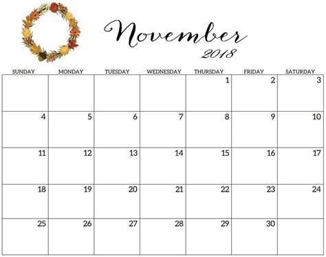Pin On November 2018 Calendar Templates