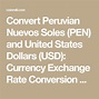 Convert Peruvian Nuevos Soles (PEN) and United States Dollars (USD ...