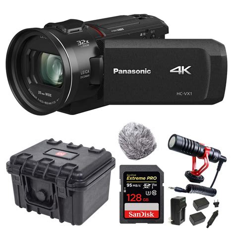 Panasonic Hc Vx1 4k Camcorder With 24x Leica Lens With Video Mic Bundle